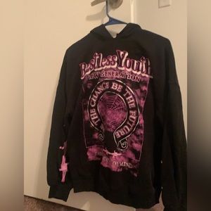 Grunge black and pink hoodie SIZE X SMALL